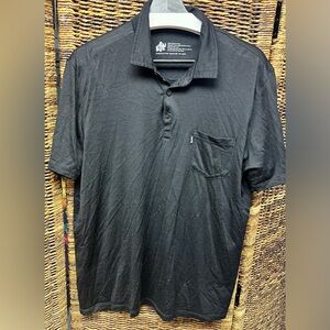 Woolly- Mens Black Polo Shirt with Pocket- Size: Large